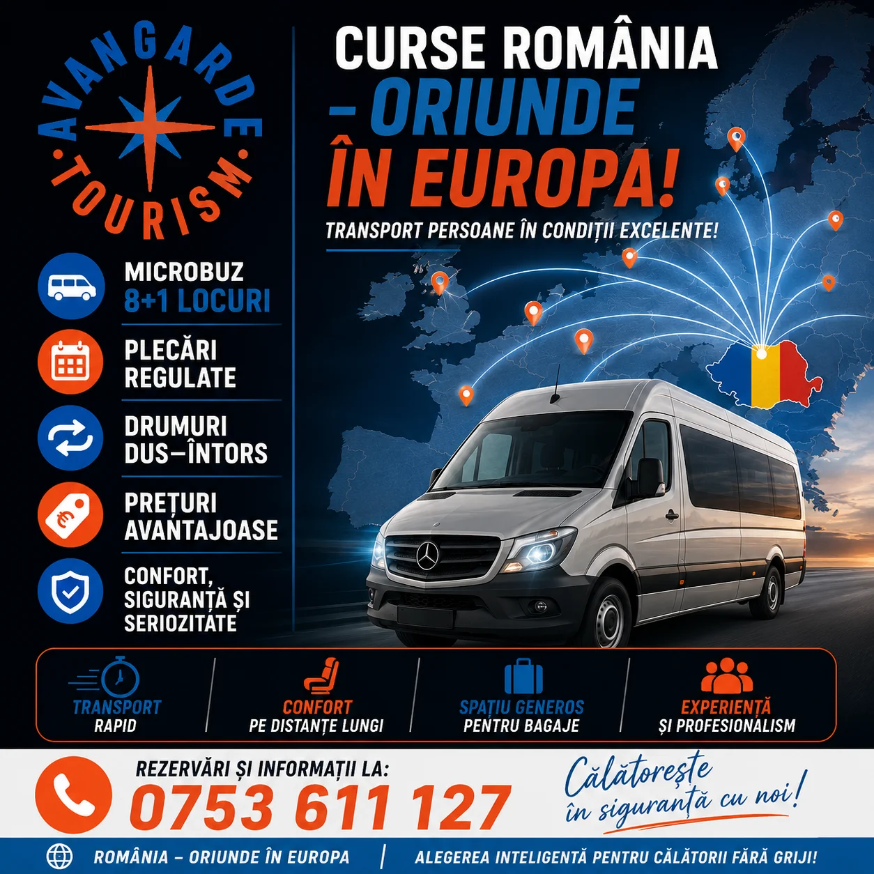 Transport persoane România – Europa (8+1)
